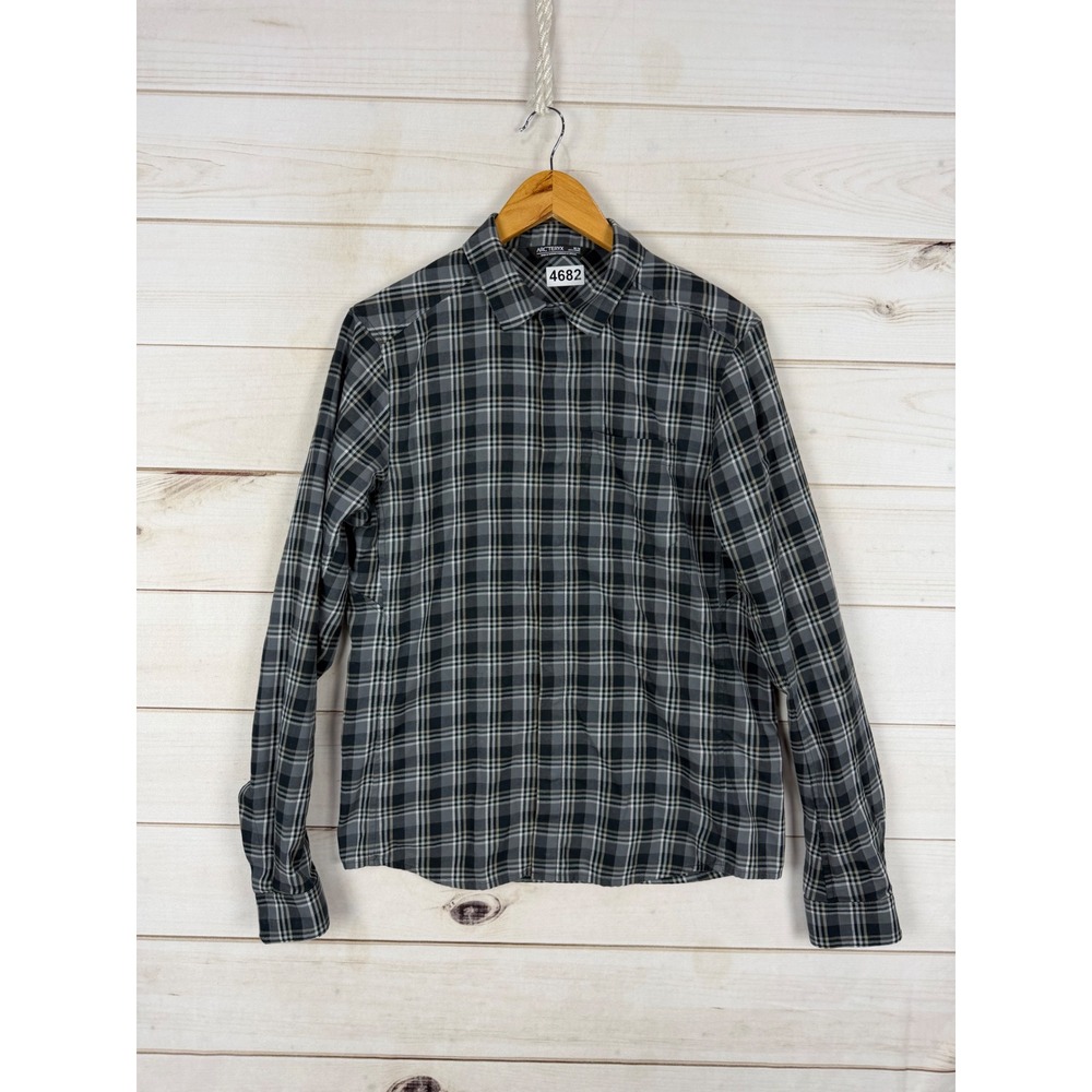 Arcteryx Shirt Mens Medium Plaid Long Sleeve Button Down Logo Gorp Hiking